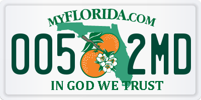 FL license plate 0052MD