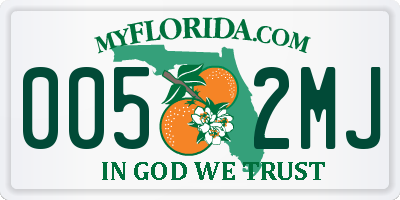 FL license plate 0052MJ