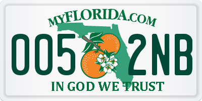 FL license plate 0052NB