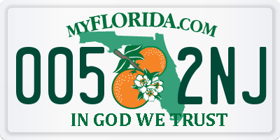 FL license plate 0052NJ