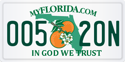 FL license plate 0052ON