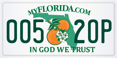 FL license plate 0052OP