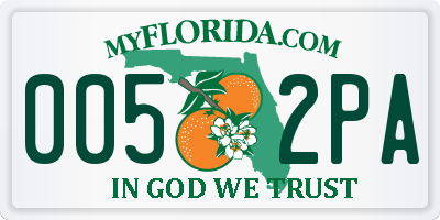 FL license plate 0052PA