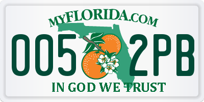 FL license plate 0052PB