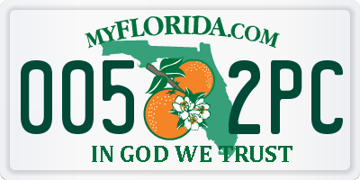 FL license plate 0052PC