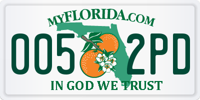 FL license plate 0052PD