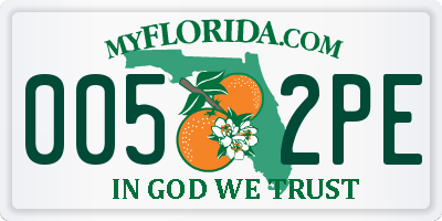 FL license plate 0052PE