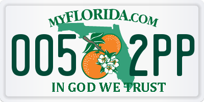 FL license plate 0052PP