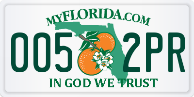 FL license plate 0052PR