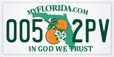 FL license plate 0052PV