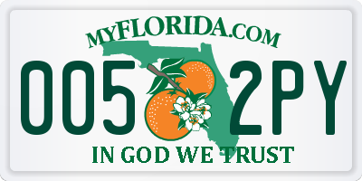 FL license plate 0052PY