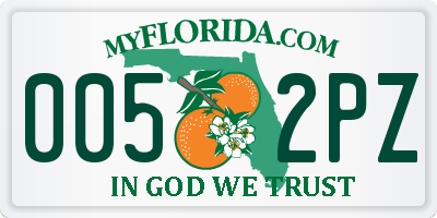 FL license plate 0052PZ