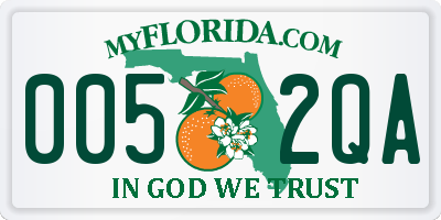 FL license plate 0052QA