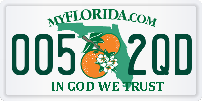 FL license plate 0052QD