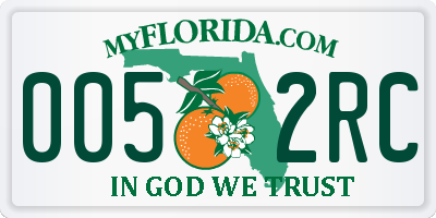FL license plate 0052RC