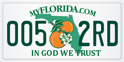 FL license plate 0052RD