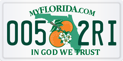 FL license plate 0052RI