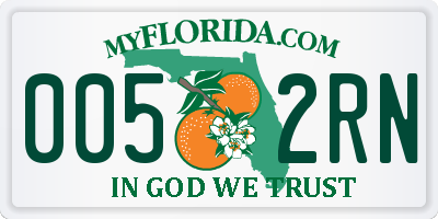 FL license plate 0052RN