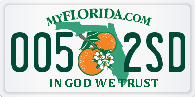 FL license plate 0052SD