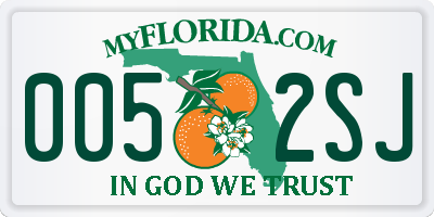 FL license plate 0052SJ