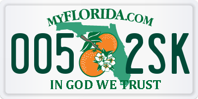 FL license plate 0052SK