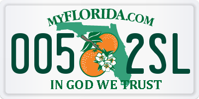 FL license plate 0052SL
