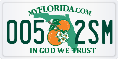 FL license plate 0052SM
