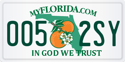 FL license plate 0052SY