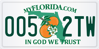 FL license plate 0052TW