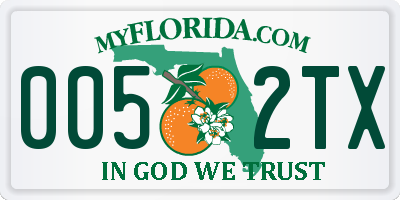 FL license plate 0052TX