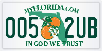 FL license plate 0052UB