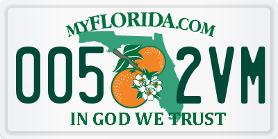 FL license plate 0052VM
