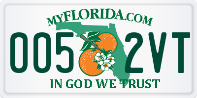 FL license plate 0052VT