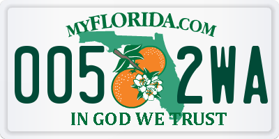 FL license plate 0052WA