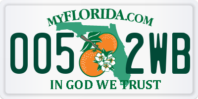 FL license plate 0052WB