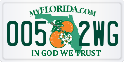 FL license plate 0052WG