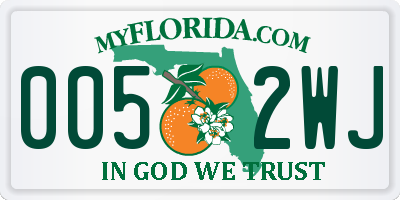 FL license plate 0052WJ