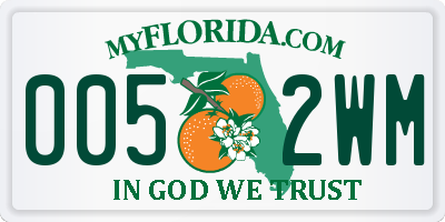 FL license plate 0052WM