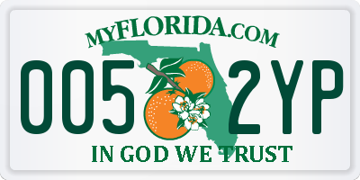 FL license plate 0052YP