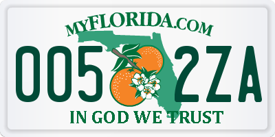 FL license plate 0052ZA