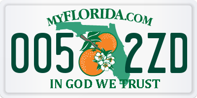FL license plate 0052ZD