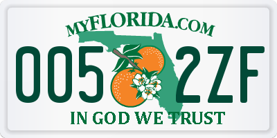 FL license plate 0052ZF