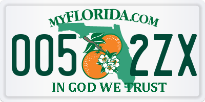 FL license plate 0052ZX