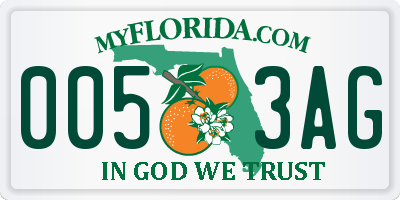 FL license plate 0053AG