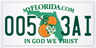 FL license plate 0053AI