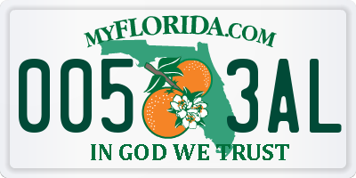 FL license plate 0053AL