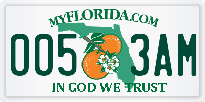 FL license plate 0053AM