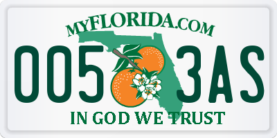FL license plate 0053AS