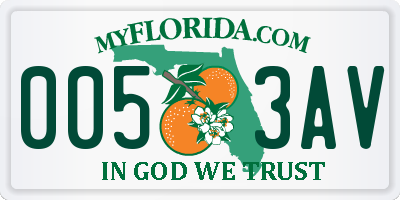 FL license plate 0053AV