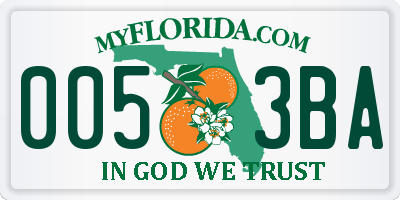 FL license plate 0053BA